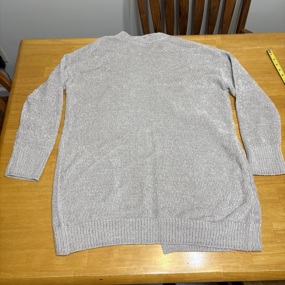 Rachel Zoe Cardigan Sweater Womens L Open Front Gray Beige Soft Cozy Pockets - Picture 8 of 8